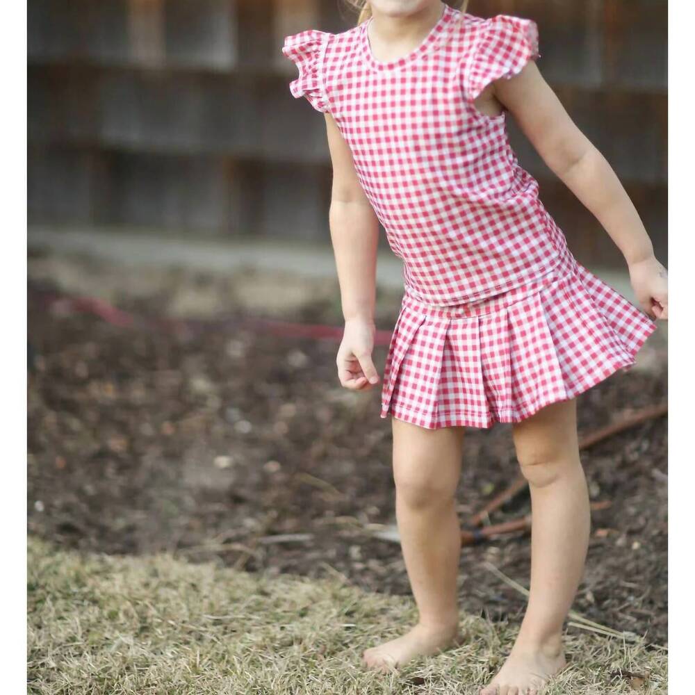 NEW DEAR GEORGIE gingham tennis set in red